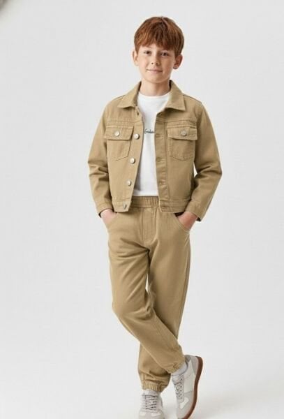 Asar Kids Gabardin 3'lü Takım - Hardal