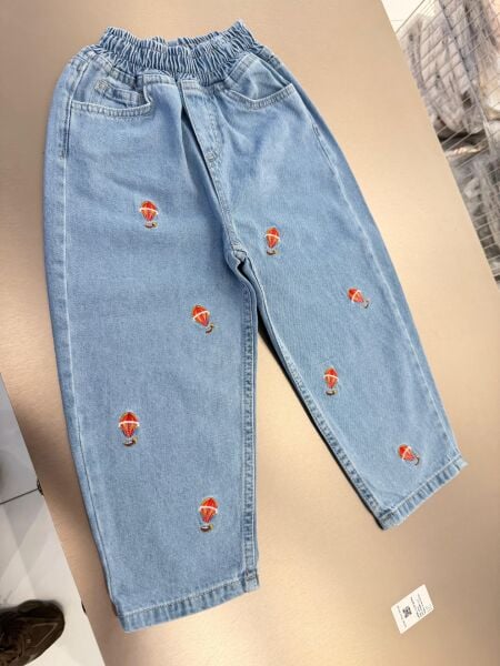 Asarkids La'ciel Paris Uçan Balon Nakışlı Pantolon - Mavi