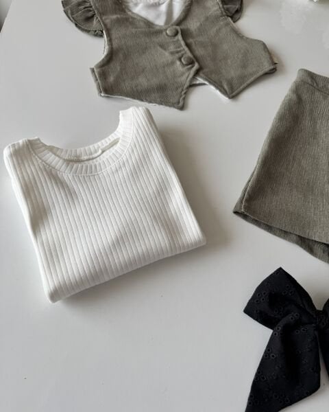 Kadife Şort Etekli Yelekli Takım - Yeşil