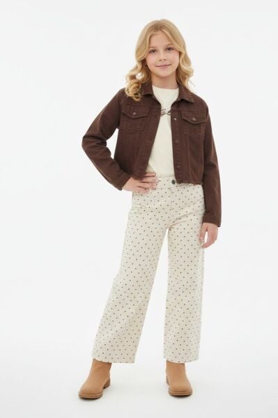 Asar Kids Puantiye Pantolonlu 3'lü Takım - Kahve