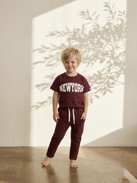 Asarkids  New York Punch Nakışlı 2'li Takım - Mürdüm