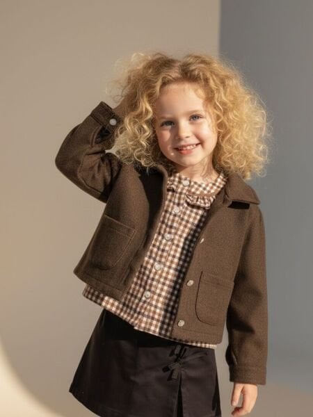 Kaşe Ceket Şort Etekli 3'lü Takım - Kahve