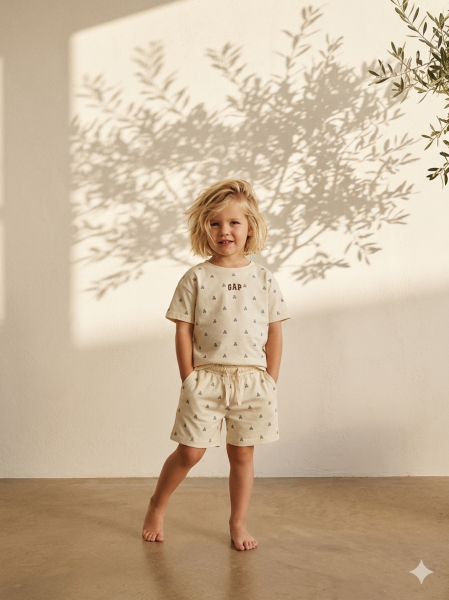 Asarkids  Unisex Kullanım Ayıcık Baskılı Logolu Şortlu 2'li Takım - Krem