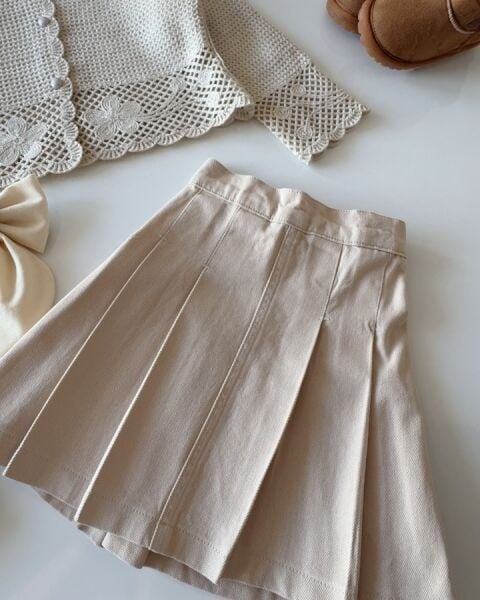 Triko Hırkalı Gabardin Etekli 3'lü Set - Bej