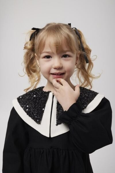 Asarkids Yaka Detaylı Elbise - Siyah