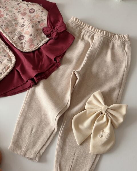 Asar Kids Etnik Desen Yelekli 3'lü Takım - Bordo