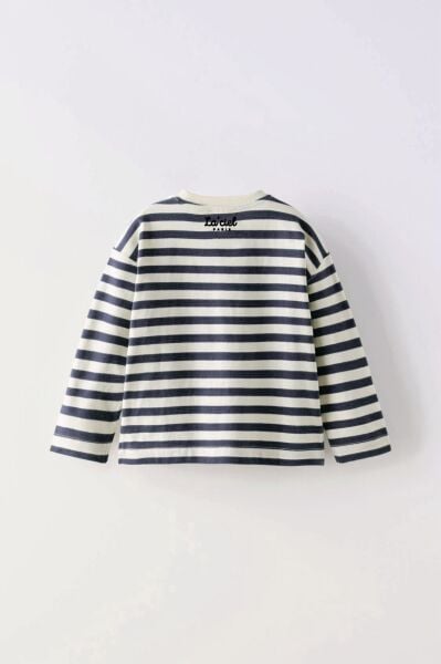 La'ciel Paris Çizgili Uzun Kollu Tişört - Lacivert
