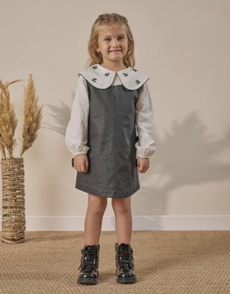 Asarkids Yaka Detaylı Simli Fiyonklu Jile - Siyah