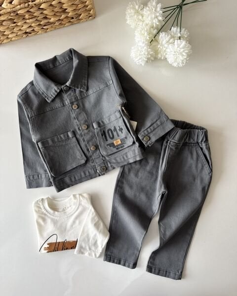 Cep Detaylı 3'lü Set - Füme