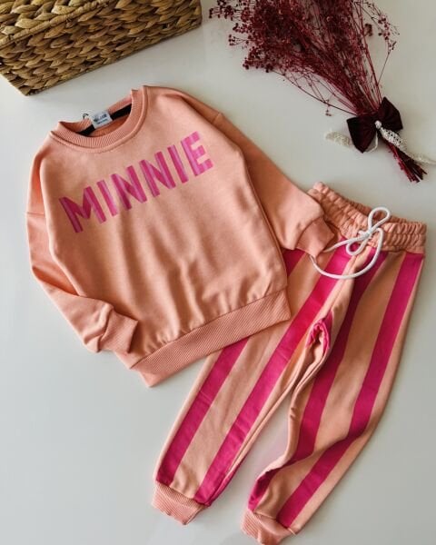 Karakterli Çizgili Deniz Eşofman Takım - Somon