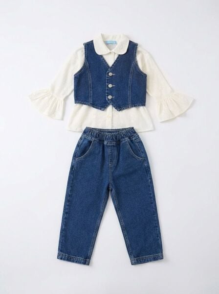 Asarkids Fisto Kolları Dökümlü Gömlek - Krem