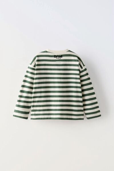 La'ciel Paris Çizgili Uzun Kollu Tişört - Yeşil