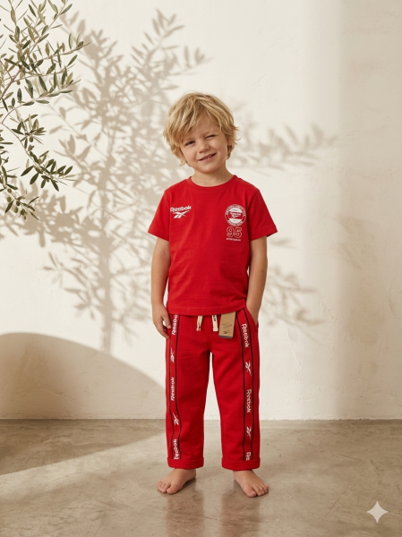 Asarkids  Logolu Şeritli 2'li Eşofman Takımı - Kırmızı