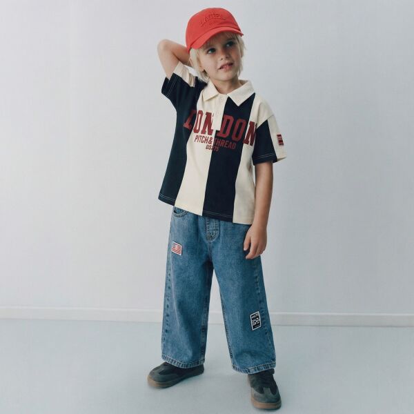 Asarkids London Yakalı Yıkamalı Tişört ve Pantolon