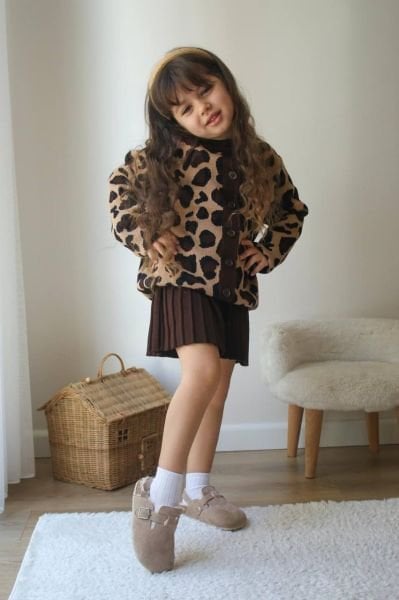 Triko Leopar Etekli Takım - Kahve