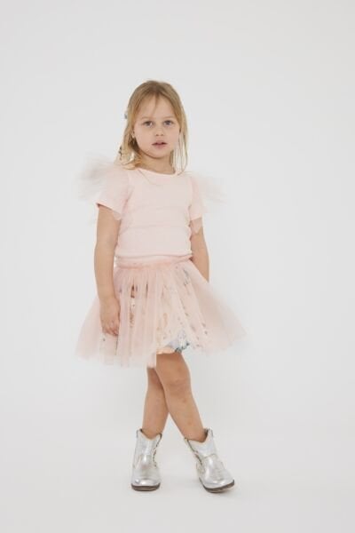 Asar Kids Tütü Etekli Ribana Etekli 2'li Takım - Pudra Pembe