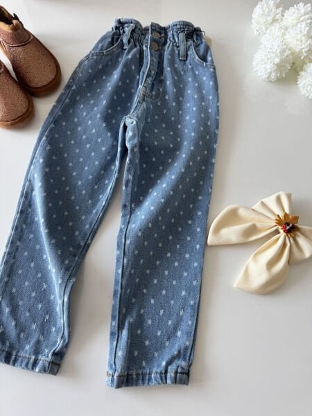 Kalp Damla Detaylı Denim Pantolon - Mavi