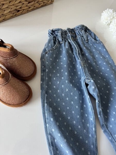 Kalp Damla Detaylı Denim Pantolon - Mavi