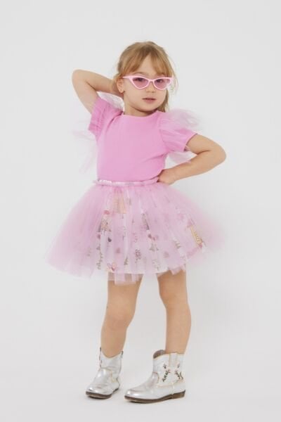 Asar Kids Tütü Etekli Ribana Etekli 2'li Takım - Pembe