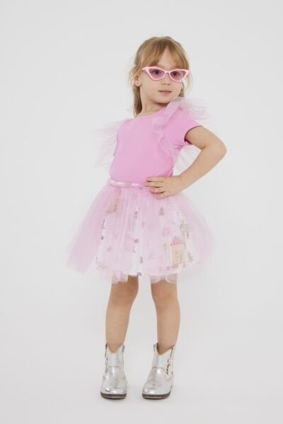 Asar Kids Tütü Etekli Ribana Etekli 2'li Takım - Pembe