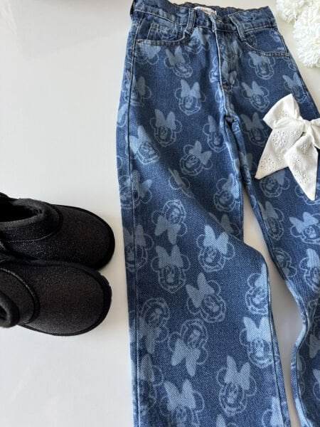 Karakter Baskılı Denim Pantolon - Mavi