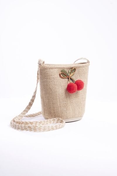 Asarkids Kiraz Hasır Çanta - Krem Hasır