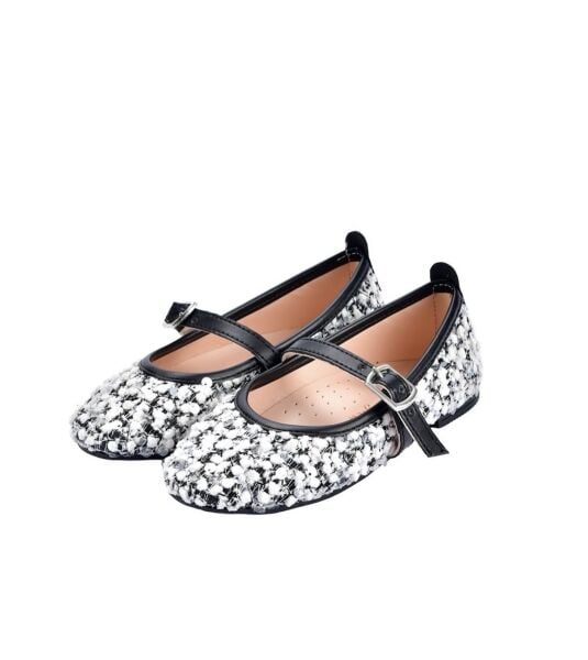 Asar Kids Pul Payet Babet Ayakkabı - Gümüş Siyah