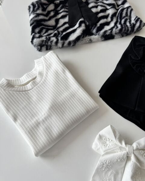 Zebra Peluş Şort Etekli 3’lü Takım - Siyah