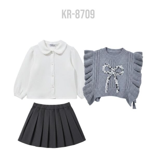 Asarkids Pul Payet Fiyonklu 3'lü Set - Gri Gümüş