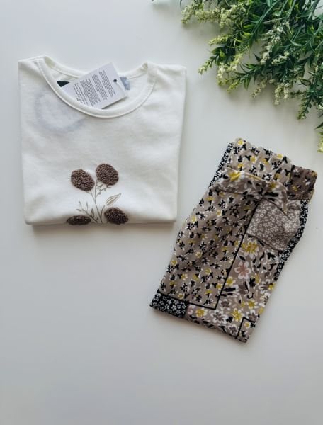 Punch Nakış & Etnik Desenli Ecrin Takım - Kahve