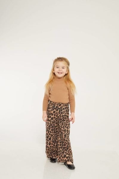 Leopar Desenli Pantolon Bluz Takım - Kahve