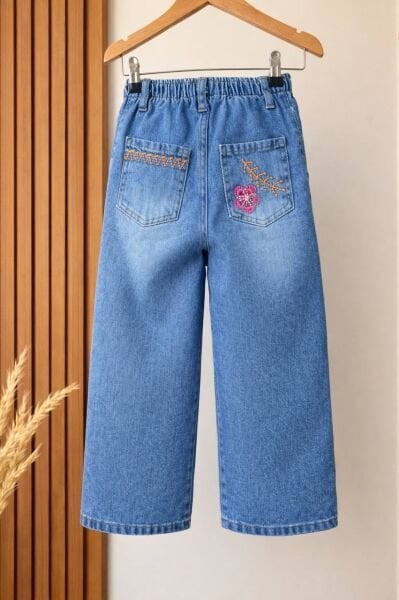 Asarkids Unicorn Nakışlı Denim Pantolon - Mavi
