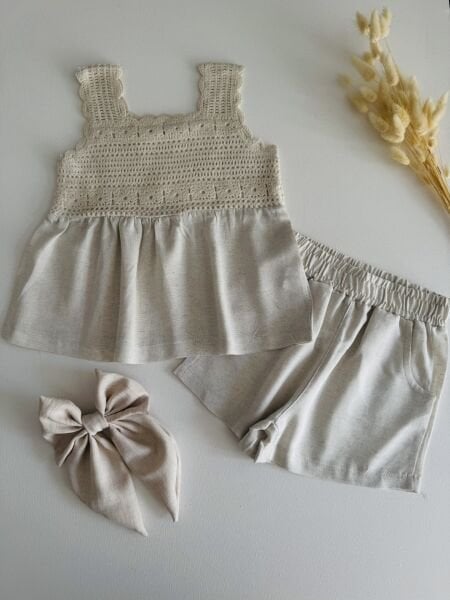 Örgü Ham Kete  Nehir Takım - Krem