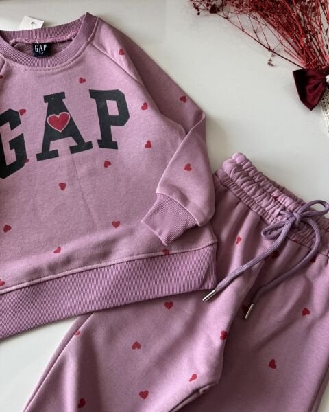 Kalp Baskılı Logolu Takım - Gül Kurusu