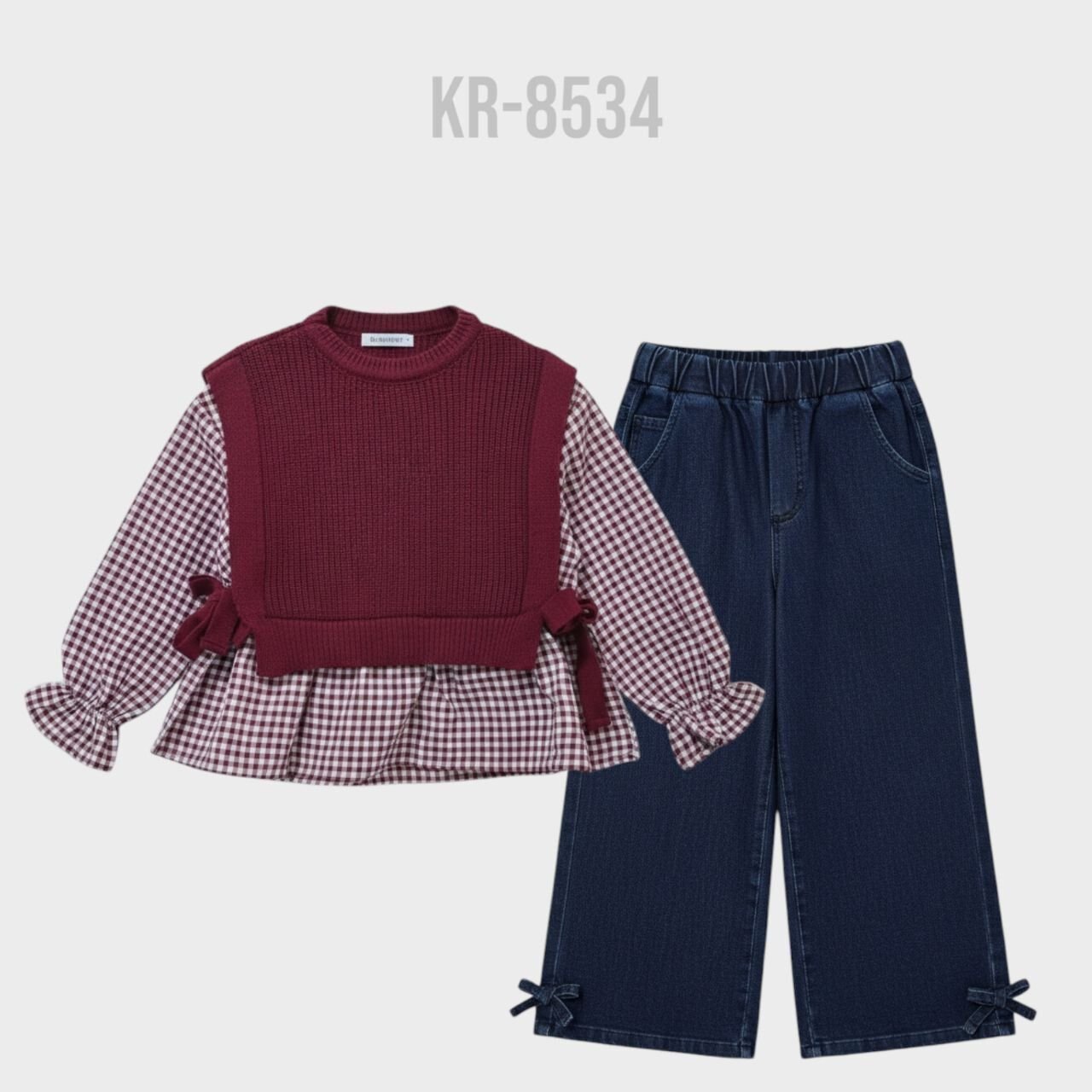 Asarkids Süveter Gömlekli Pantolon 3'lü Takım - Bordo