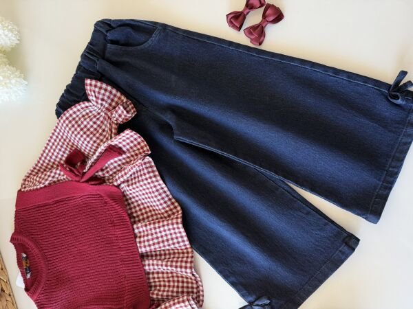 Asarkids Süveter Gömlekli Pantolon 3'lü Takım - Bordo