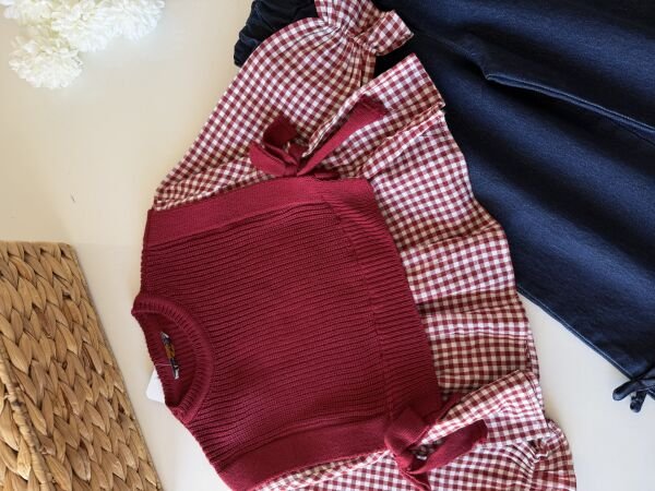 Asarkids Süveter Gömlekli Pantolon 3'lü Takım - Bordo