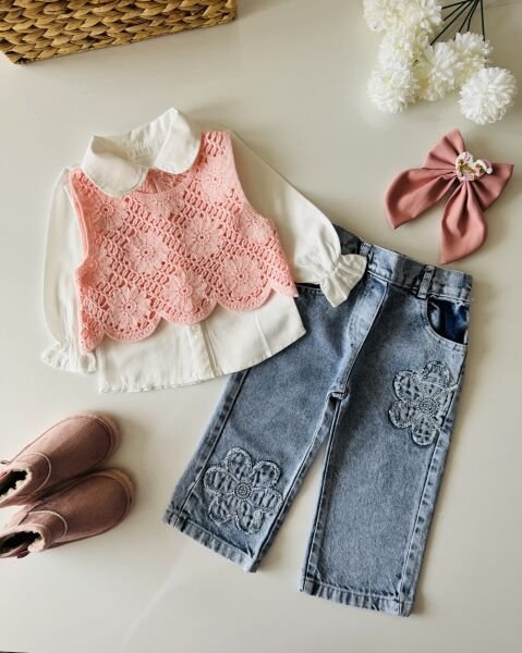 Triko Papatya Pantolonlu 2'li Takım - Pembe