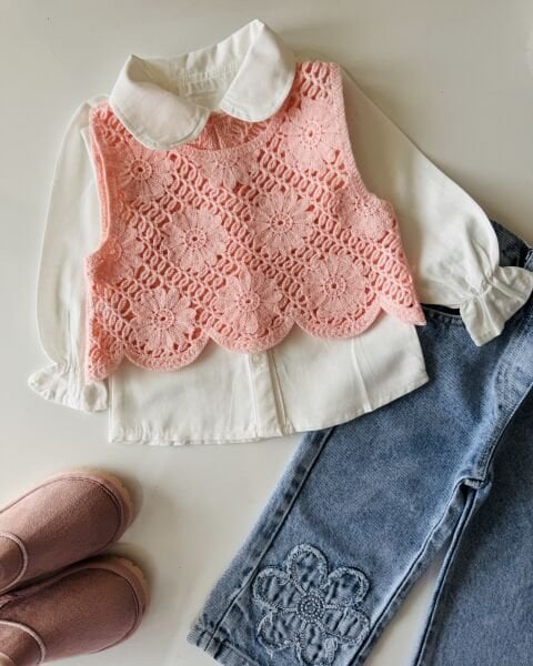 Triko Papatya Pantolonlu 2'li Takım - Pembe