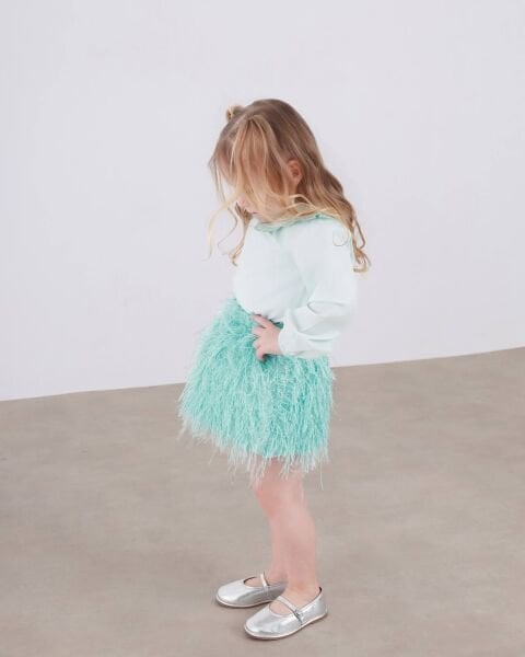 Asarkids Püskül Detaylı Etek Gömlek 2'li Set - Su Yeşili