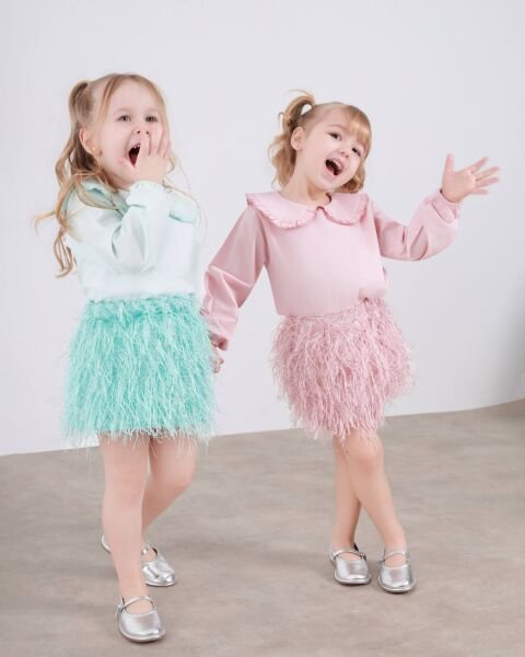 Asarkids Püskül Detaylı Etek Gömlek 2'li Set - Pembe