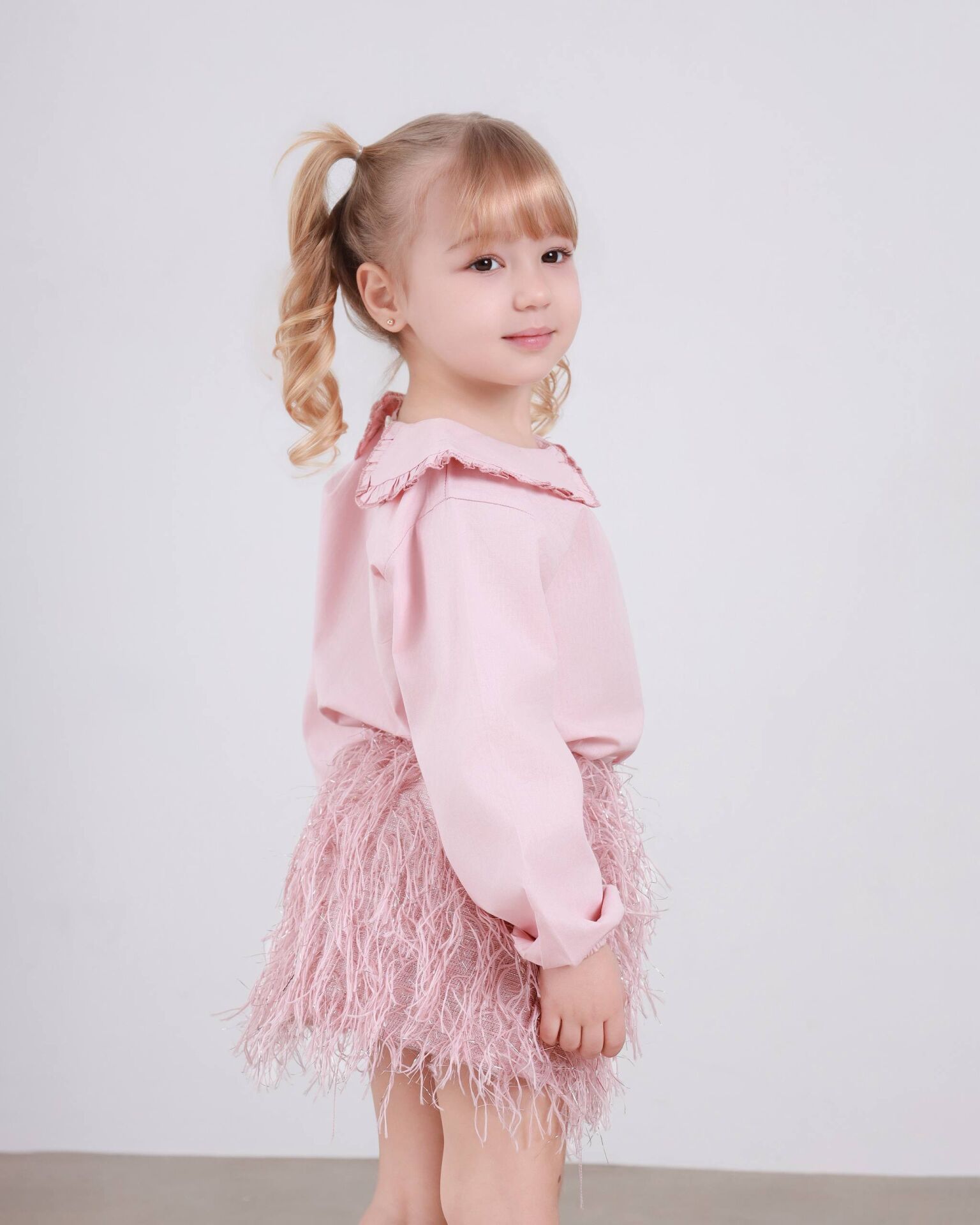 Asarkids Püskül Detaylı Etek Gömlek 2'li Set - Pembe