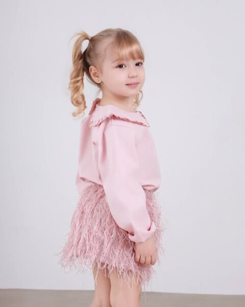 Asarkids Püskül Detaylı Etek Gömlek 2'li Set - Pembe