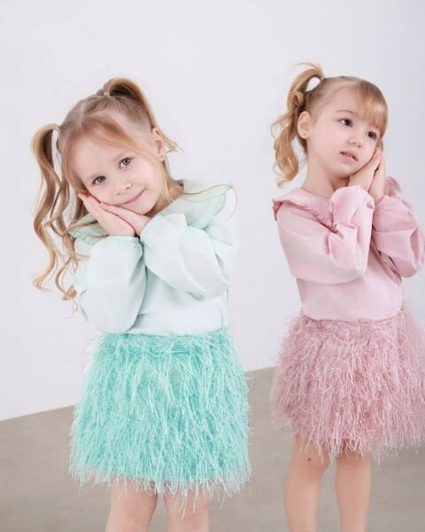 Asarkids Püskül Detaylı Etek Gömlek 2'li Set - Pembe