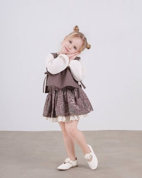 Asarkids Etek Ucu Fistolu Süveterli 3'lü Takım - Kahve (Dar Kalıp)