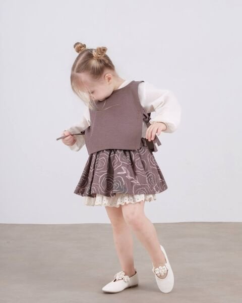 Asarkids Etek Ucu Fistolu Süveterli 3'lü Takım - Kahve