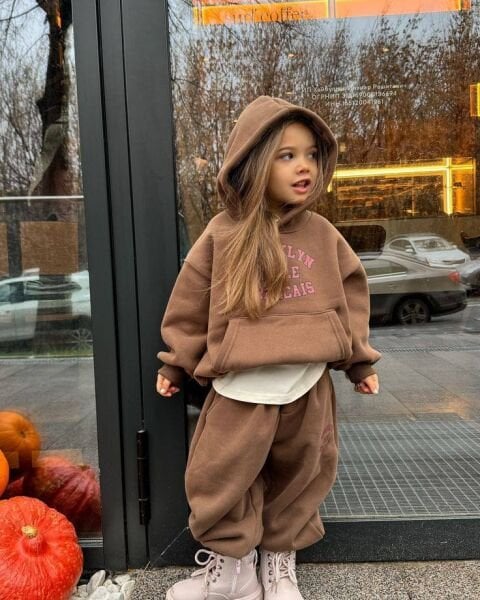 Bohem Kapüşonlu Eşofman Takımı - Kahve