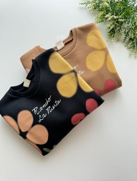 Çiçek Desenli Sweatshirt - Kahve