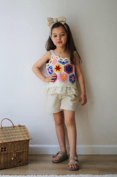 Örgü Motifli Defne Takım - Krem