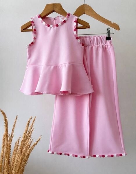 Asar Kids Kalp Nakışlı 2'li Takım - Pembe